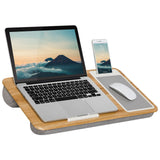 LapGear Home Office Lap Desk with Device Ledge, Mouse Pad, and Phone Holder Oakwood Fits up to 15.6 Inch Laptops Style No.