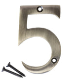 RCH Hardware 2275AN075 | Decorative 3 (75mm) Antique Nickel Finish Brass House Number Numeral (5)