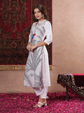 Anni Designer Women'S Cotton Blend Straight Printed Kurta With Pant (Nabhita White-Vks07_M_White_Medium),White,M,,,