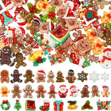Giegxin 40 Pcs Christmas Resin Charm Kawaii Gingerbread Snowman Santa Xmas Tree Flat Back Cabochon Accessories Cute Embellishmen