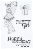 Prima Marketing 361443 Mixed Media Doll Cling Rubber Stamps, Party Girl Set