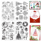 CRASPIRE Christmas Clear Stamp Set 4 Sheets Clear Silicone Stamps Christmas Xmas Theme Snowman Christmas Tree Merry Christmas Sc