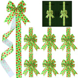WILLBOND 8 Pcs Christmas Cabinet Ribbons Bows for Kitchen 78.8 Inch Polka Dot Large Christmas Door Ribbon Cabinet Bows for Gifts