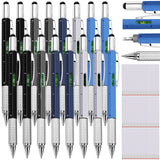 Zhanmai 16 Pcs 6 in 1 Multitool Pen Bulk Gift for Men Multi Tool Pen with Ruler Level Screwdriver Stylus Cool 40 Ink Refill Tool