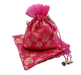 brown leaf 9X7 inch Pink Carry Design Potli Bags Jewelry Pouch Best for Wedding Anniversary Party Supply Return Gifting Bags (6)