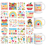 Shejdgart UV DTF Cup Wrap - 20 Sheets Teacher UV DTF Cup Wraps for 16 OZ Back To School Classroom UVDTF Cup Wraps Rainbow Waterp