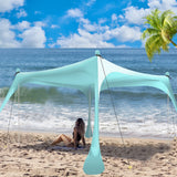 Buheco Beach Tent Pop Up Shade 10x10ft Beach Canopy Sun Shelter UPF50+ with 4 Foldable Poles-Portable Carrying Bag-Sand Shovel-G