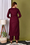 Gosriki Women'S Cotton Straight Solid Kurta With Pant & Dupatta (Pisa New Maroon_M-Go_Maroon_Medium),Maroon,,B0B1WYVXG1