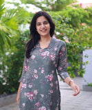 Gosriki Women'S Rayon Blend Straight Printed Kurta (Puzhal Grey-Gs_M_Grey_Medium),Grey,,B0DFY2N2LY
