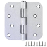 Door Hinges for Interior Doors 9-Pack 4-inch x 4-inch - Rounded 5/8-inch Radius Steel Door Hinge - Brushed Chrome - Fits Standar