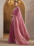 Libas Womens Embellished Satin Saree With Blouse Piece Pink Onesize