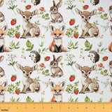 Feelyou Deer Fabric by The Yard Kids 1 Yard Kids Fox Hedgehog Upholstery Fabric for Chairs Teens Boys Girls Woodland Wild Animal