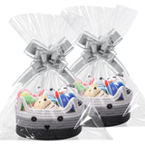 Zopeal 2 Pack Woven Basket with Gift Bags and Ribbons, Cat Rope Graduation Gift Basket Empty for Baby Shower Cat Toys Graduation