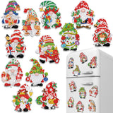 Frienda 12 Pcs Christmas Diamond Art Magnets Refrigerator Diamond Painting Magnets Kits Gnome Christmas Easy Interchangeable for