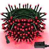Upgraded 75.8 FT 200 LED Red Christmas Lights Outdoor Indoor, Memory Function & Timer & 8 Modes, Extendable Green Wire Waterproo