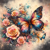 hkejoi Butterfly Diamond Art Kits for Adults, Butterfly Diamond Painting, 5D Round Full Drill Gem Art Kits DIY Crafts for Home D