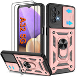 for Galaxy A32-5G Phone Case, Samsung A32 5G Case with (2 Pcs) HD Screen Protector, Heavy Duty Shockproof with 360 Rotation Kick