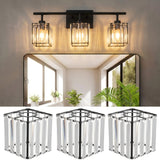 Teenyyou 3 Pcs Crystal Bathroom Vanity Light 3 Lights E26/E27 Base Modern Short Wall Light Cover over Mirror 1.65 Top x 4.7 Dia.