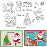 CRASPIRE Merry Christmas Clear Stamp Santa Claus Snowman Reindeer Christmas Tree Transparent Silicone Stamps for Card Making DIY