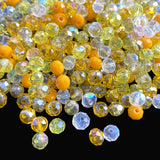 Jmassyang 6mm Briolette Rondelle Faceted AB Crystal Glass Beads for Jewelry Making Bracelets Necklaces Earrings (Yellow Mixed, 4