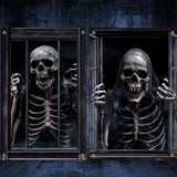GRMIKBU 2 Pcs Scary Halloween Window Decorations - Ghost Silhouette Window Cover with Bloody Effects, Haunted House Curtain for