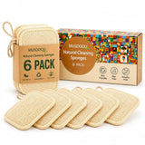 MUSDOOU Natural Loofah Dish Scrubber Sponges, 6 Pack Large PlantBased Kitchen Cleaning Pads, Compostable NonScratch Scouring S