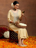 Libas Women'S Silk Blend Embroidered Kurta Set (Gs938_Beige Beige S