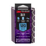 3M Pro Grade Precision 3-in-1 Sanding Sponge, 120 Grit Medium, 2 Sponges, Washable & Reusable, for Wood, Metal, Drywall, and Sur