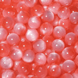 NITOPUPU 100Pcs 8mm Light Red Cat Eye Beads with Glitter Powder Round Resin Beads for Jewelry Making DIY Bracelets Necklace Earr