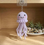 Handmade Crochet Jellyfish Keychain, Purple