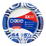 Dixie Ultra, Medium Paper Plates, 8.5 Inch, 64 Count, 3X Stronger*, Heavy Duty, Microwave-Safe, Soak-Proof, Cut Resistant, Dispo