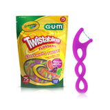 GUM Crayola Twistables Kids Flossers with Fluoride Designed for Little Hands Three Fun Fruit Flavors Easy to Use Kids Flos