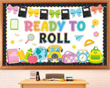Composition Bulletin Board Set Back to School Classroom Decoration Motivational Ready to Roll Bulletin Board Colorful Notebook P