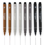 Uni Pin Fineliner Drawing Pen Sketching Set of 80.1mm / 0.5mm Black, Dark Gray, Light Gray, and Sepia