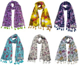 Fusfus WomenS Printed Chiffon Scarves And Stoles, Free Size(Multicolour, Fs2599) Pack Of 6 (Multicolor1)