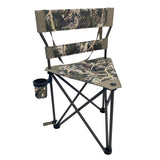 Black Sierra XL Tripod Hunting Stool, Foldable Tripod Seat w/Steel Frame Supports 300 Lbs, Heavy Duty Fishing Chair Features Cup