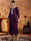Libas Women'S Silk Embroidered Straight Kurta (58140Or_Burgundy Burgundy M