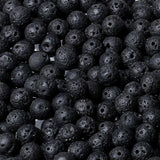LAIDANLA Black Lava Beads 6mm Natural Stone Beads Round Loose Gemstone Stone for DIY Bracelet Necklace Earrings Jewelry Making P