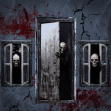 Fanfanwin 3 Pcs Halloween Window Door Covers Set Halloween Scary Window Curtain and Door Cover Spooky Silhouette Props Poster fo