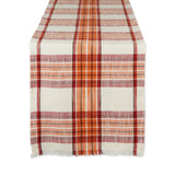 DII Thanksgiving & Fall Table Decoration Autumn Farmhouse Plaid, Table Runner, 14x108, Pumpkin Spice Orange