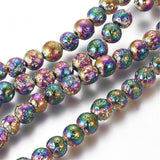 Craftdady 305Pcs Natural Round Lava Stone Beads 6mm Rainbow Colorful Volcanic Rock Gemstone Loose Beads Metallic Energy Healing