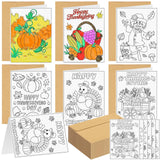 Yaomiao 30 Sets Coloring Thanksgiving Greeting Cards Bulk Kids Color Your Own Harvest Fall Greeting Card with Envelopes DIY Than