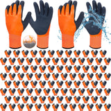 Mepase 100 Pairs Waterproof Insulated Winter Work Gloves for Men, Latex Coated Cold Weather Thermal Gloves for Freezer Work, Sho