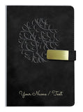 Brown Cloud Personalized Black Velvet Finish Self Design Leather Cover Notebook/Diary Ruled With Personalised/Customized Message