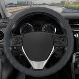 BDK Genuine Gray Leather Steering Wheel Cover for Car, Small 13.5-14 inch - Ergonomic Comfort Grip for Men & Women, Car Steering