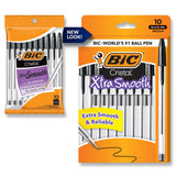 BIC Cristal Xtra Smooth Ballpoint Pen, Medium Point (1.0mm), Black, For Everyday Writing Activities, 10Count