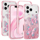 Rancase for iPhone 17 Pro Case with Screen Protector, Clear Butterfly Design, Removable Frosted Glitter Card, Hard PC&TPU Bumper