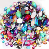 Mixed 1400pcs AB Colour Gems Jewels Flatback Rhinestones, Assorted Shapes Rhinestone for Crafts, Face Art Gem Jewel for Crafting