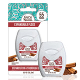 GuruNanda Expandable Waxed Dental Floss for Gentle, Deep Cleaning Wide Teeth Flossing Cinnamon Flavor 55 Yards