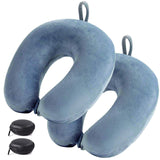 Travel 360 Memory Foam Neckpillow Grey Colour Velvet Pack Of 2 + 2 Earphone Case